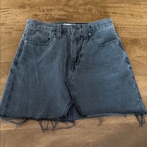 Madewell washed black Denim Mini Skirt with Raw Hem